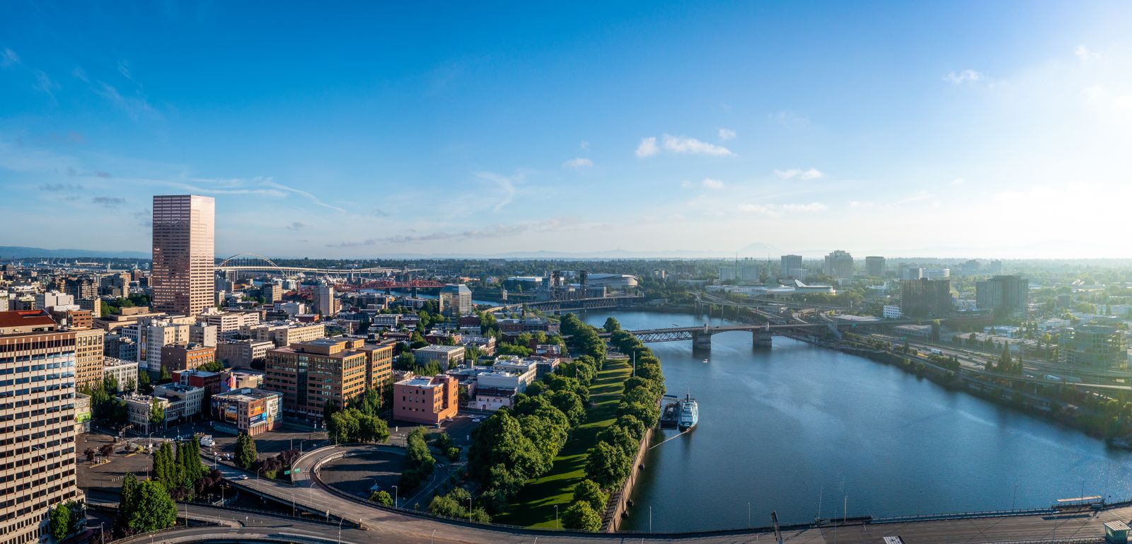 Aerial view of Portland and the Willamette River